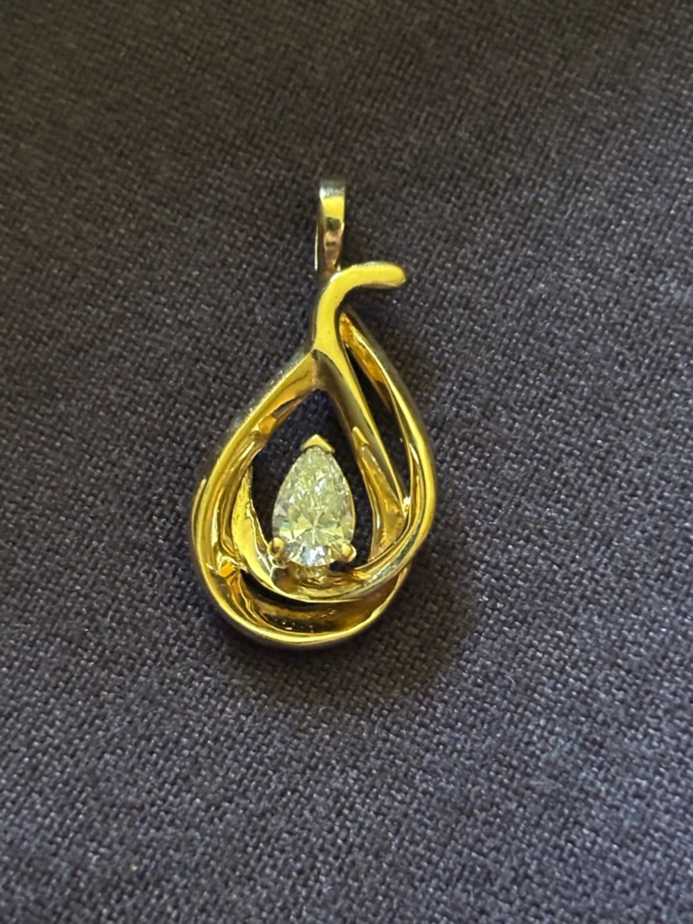 Gold  14k Teardrop Necklace Pendant with Pear-Cut .50 carat  Specially made
